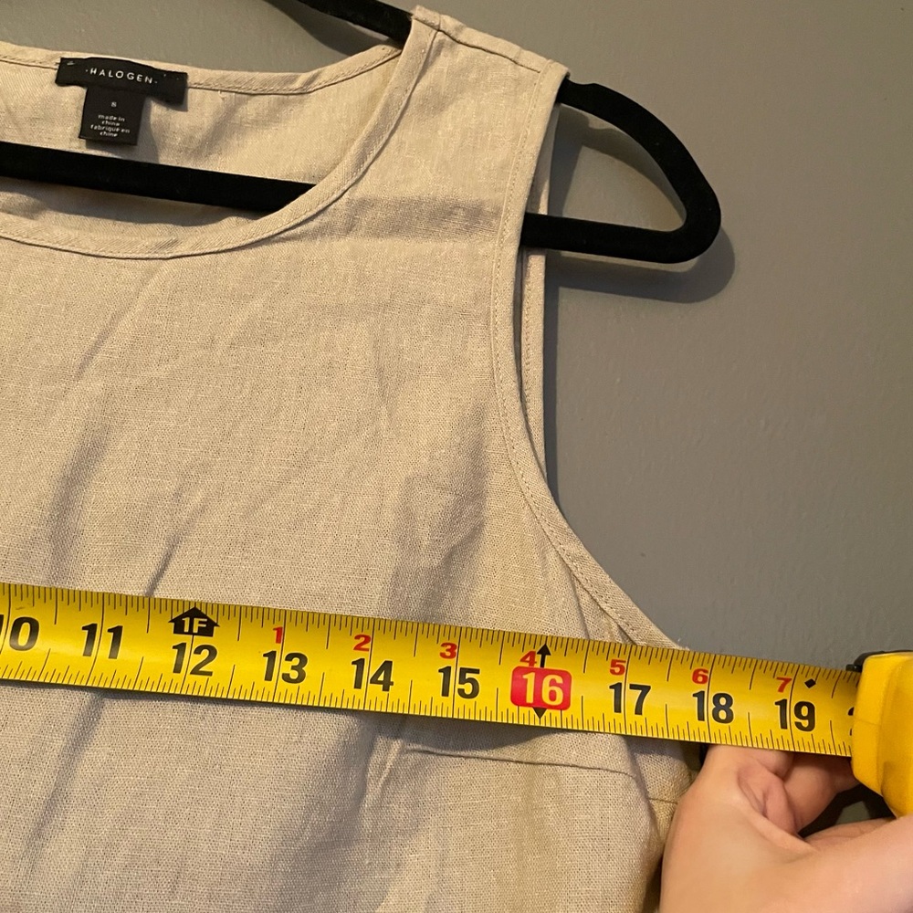NWT Halogen Sz Small Women’s Tan Scoop-neck Sleeveless Linen Blouse Top Shirt! - Picture 7 of 9
